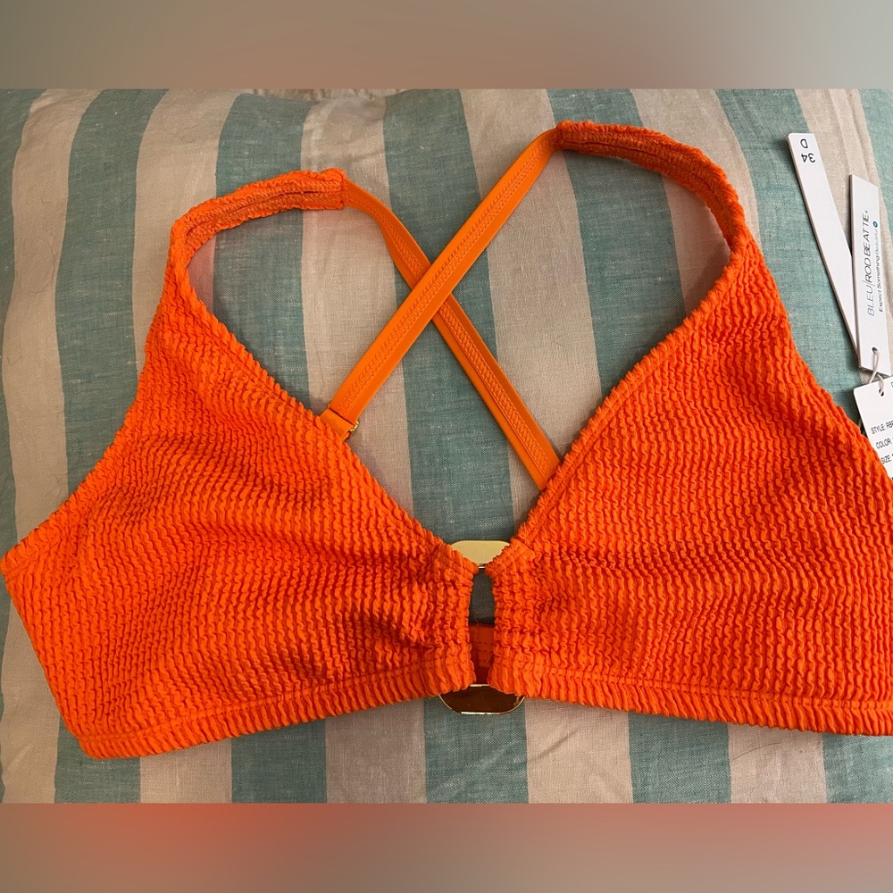 NWT Bleu Rod Beattie Orange crinkle  bikini top size 34D